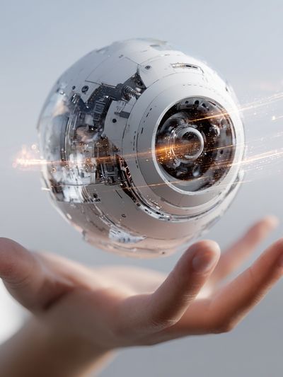 Floating AI Sphere Photography Poster. poster