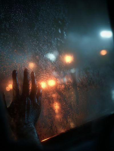 Hand on Foggy Window — Photography Print. poster print