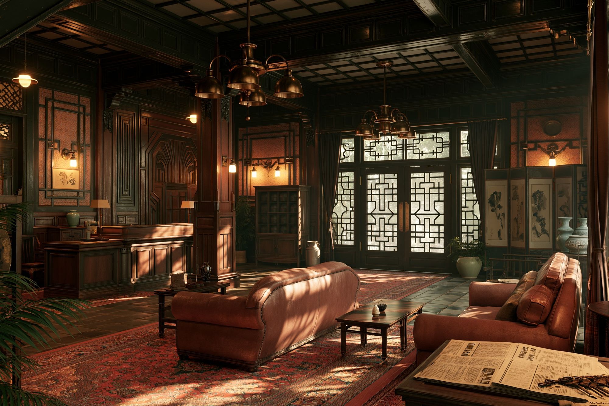 Oriental Lounge Interior Photography Poster. poster detail