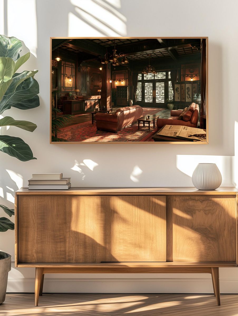 Oriental Lounge Interior Photography Poster. — room view 3