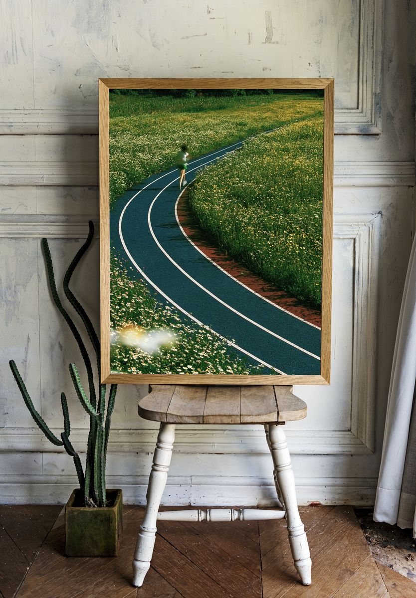 Curving Meadow Path Photography Poster. room preview