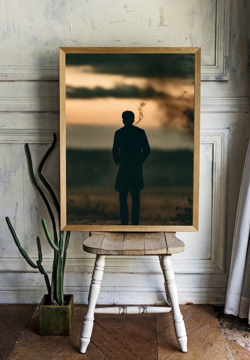 Solitary Figure at Sunset Photography Poster. — room view 1