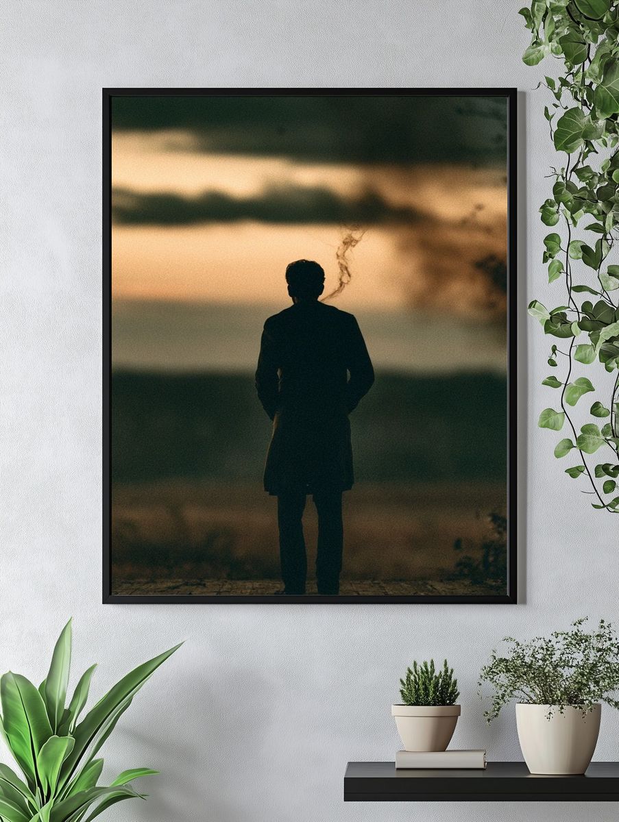 Solitary Figure at Sunset Photography Poster. — room view 4