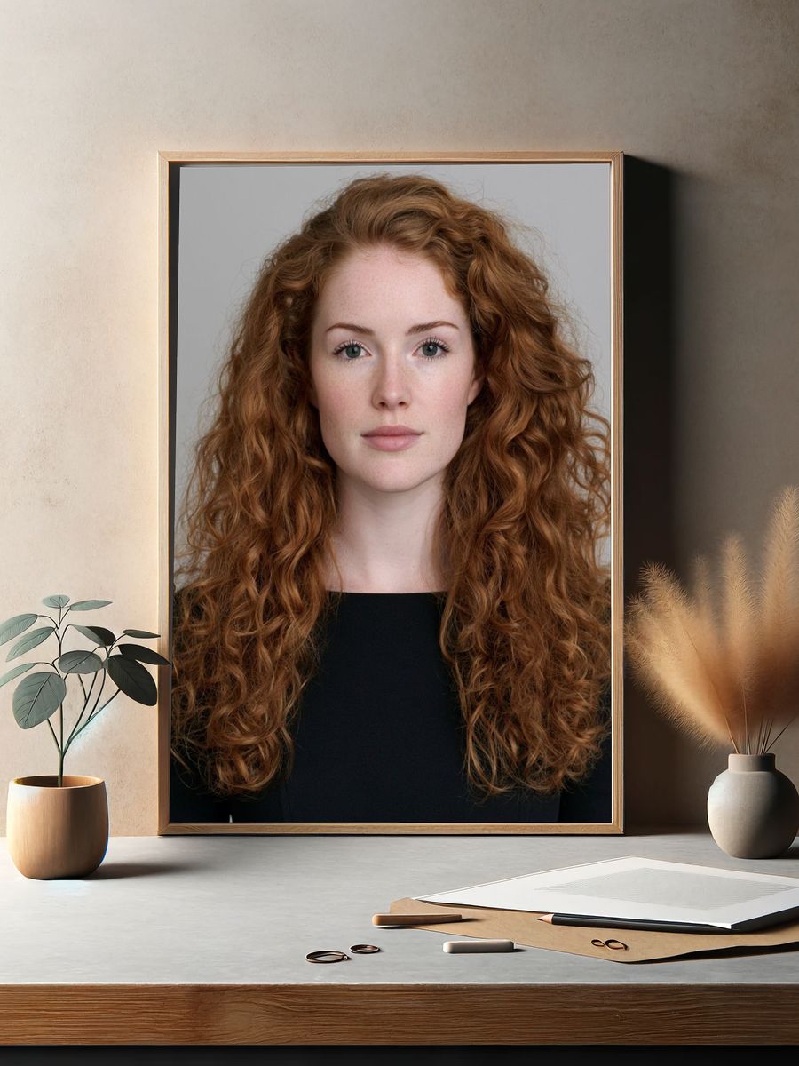 Red Curly Hair Portrait Print. — room view 2
