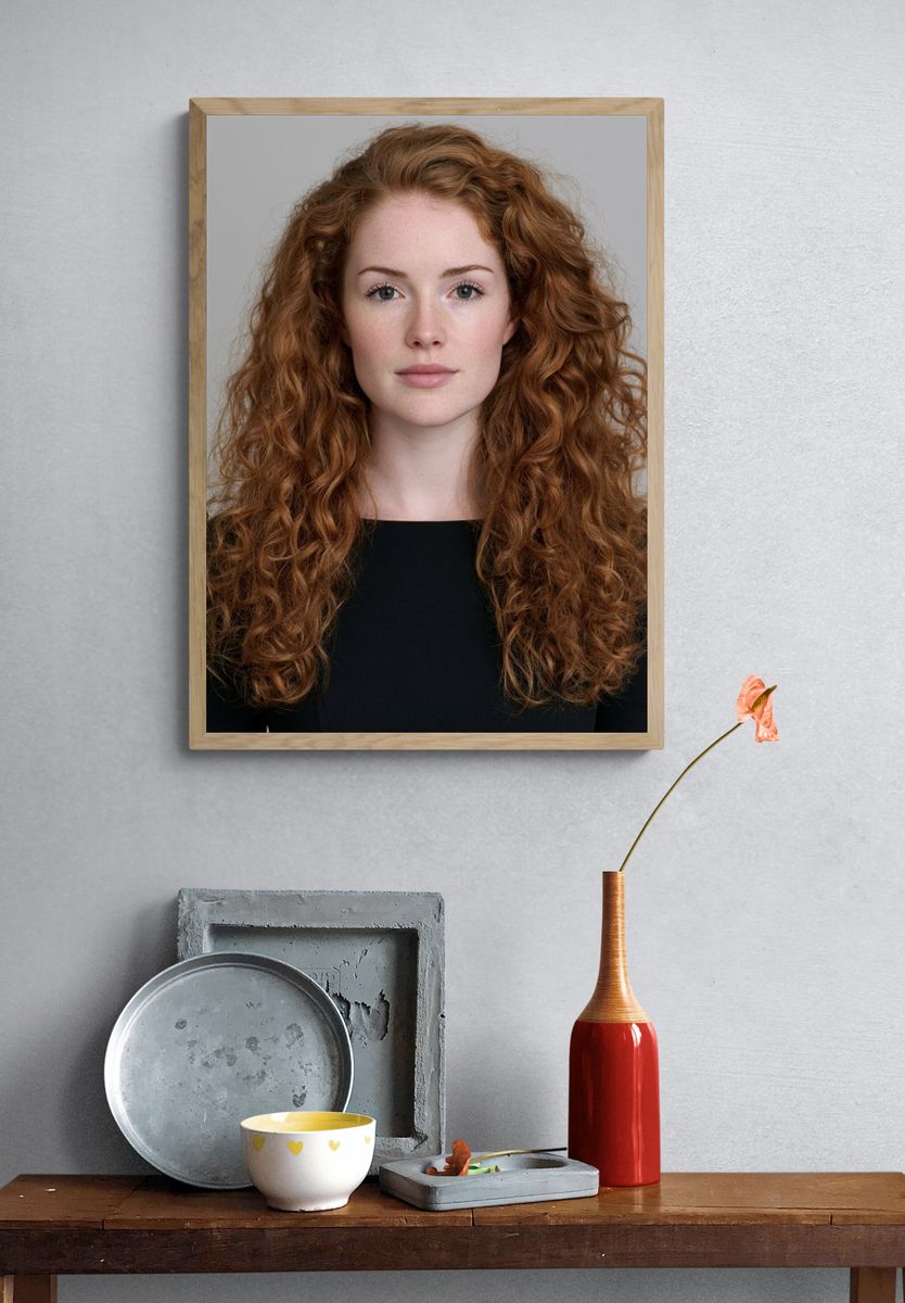 Red Curly Hair Portrait Print. — room view 3