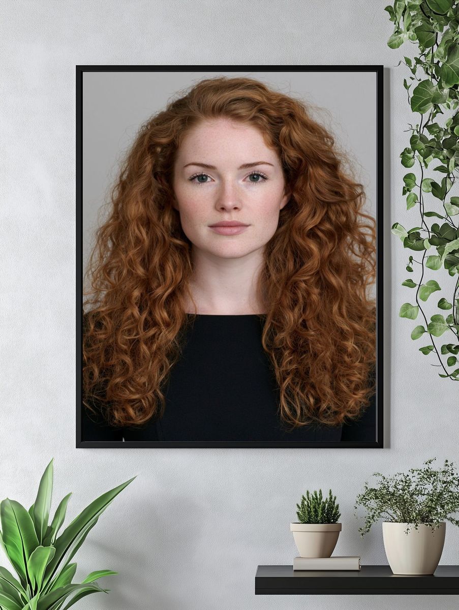 Red Curly Hair Portrait Print. — room view 4