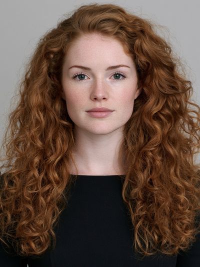 Red Curly Hair Portrait Print. poster