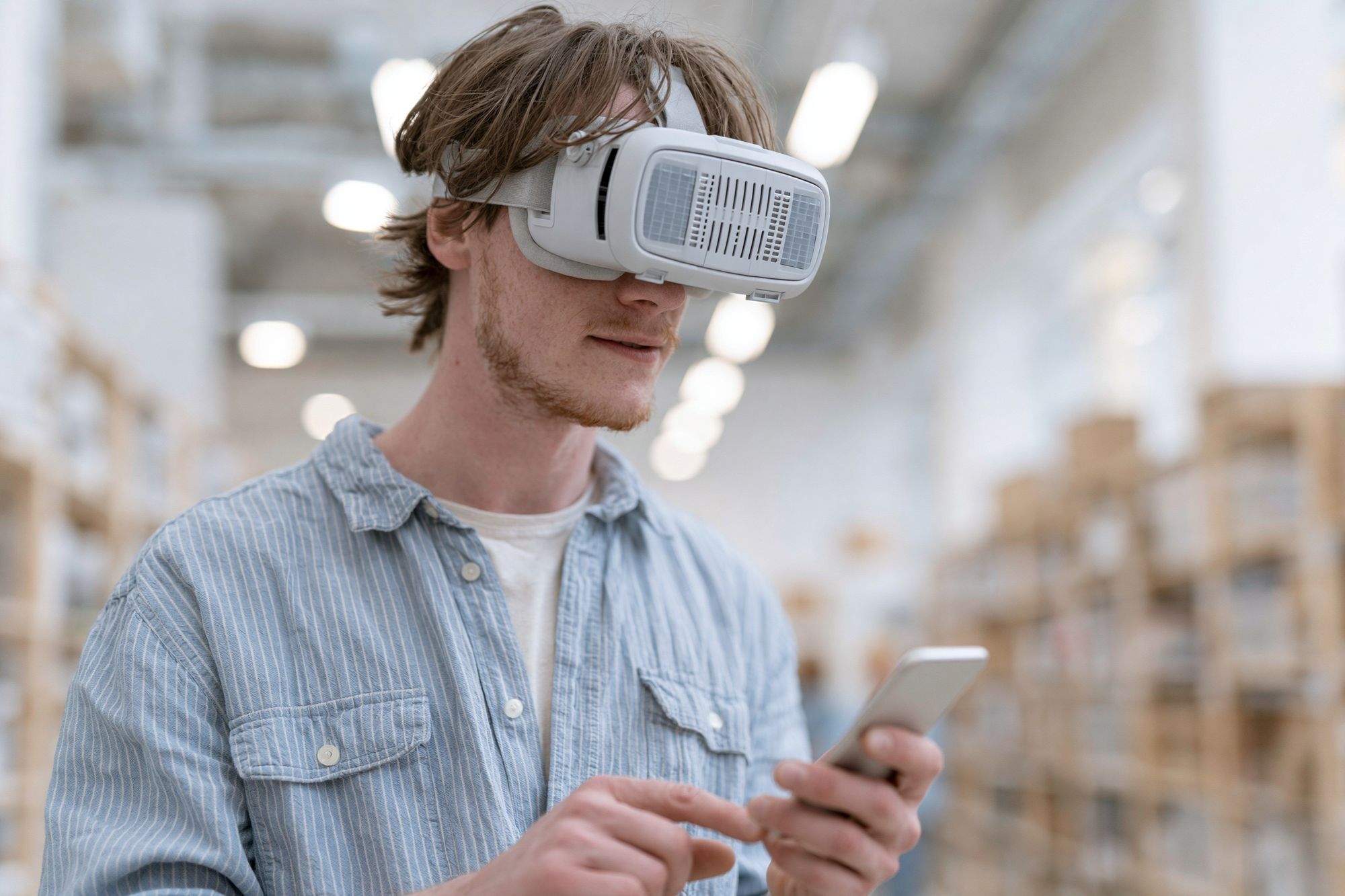 VR Warehouse Worker Photography Poster. poster detail