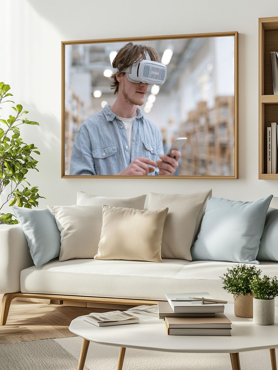 VR Warehouse Worker Photography Poster. — room view 2