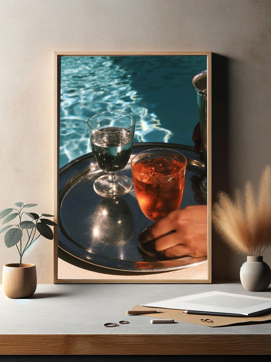 Poolside Cocktails Photography Poster. — room view 2
