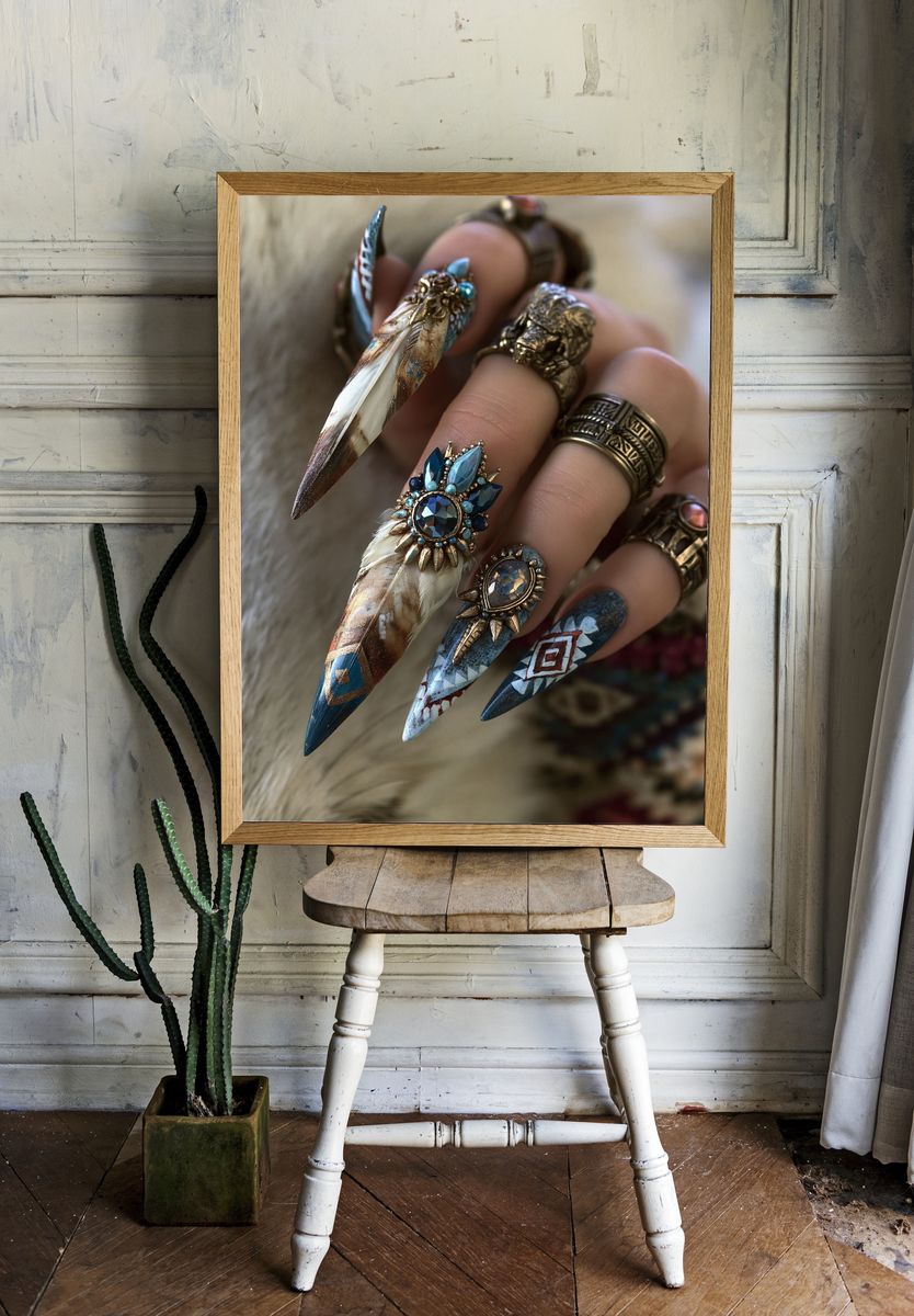 Boho Crystal Nail Art Photography Poster. — room view 1