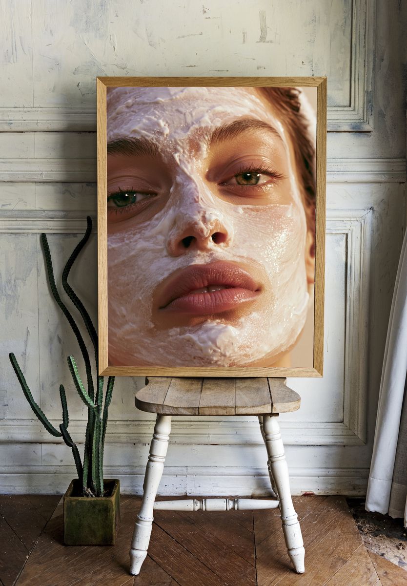 Cream Mask Portrait Print. room preview