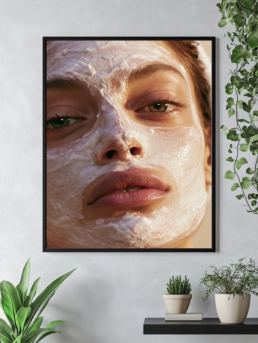 Cream Mask Portrait Print. — room view 4