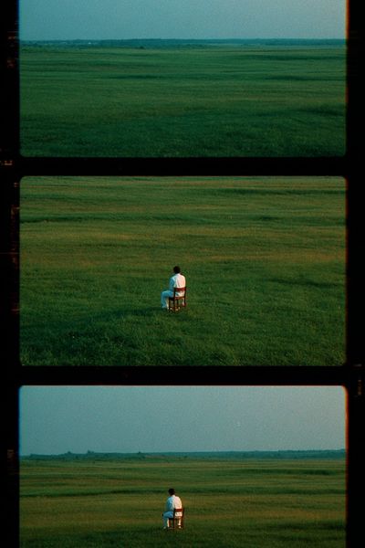 Solitary Figure in Meadow Photography Poster.