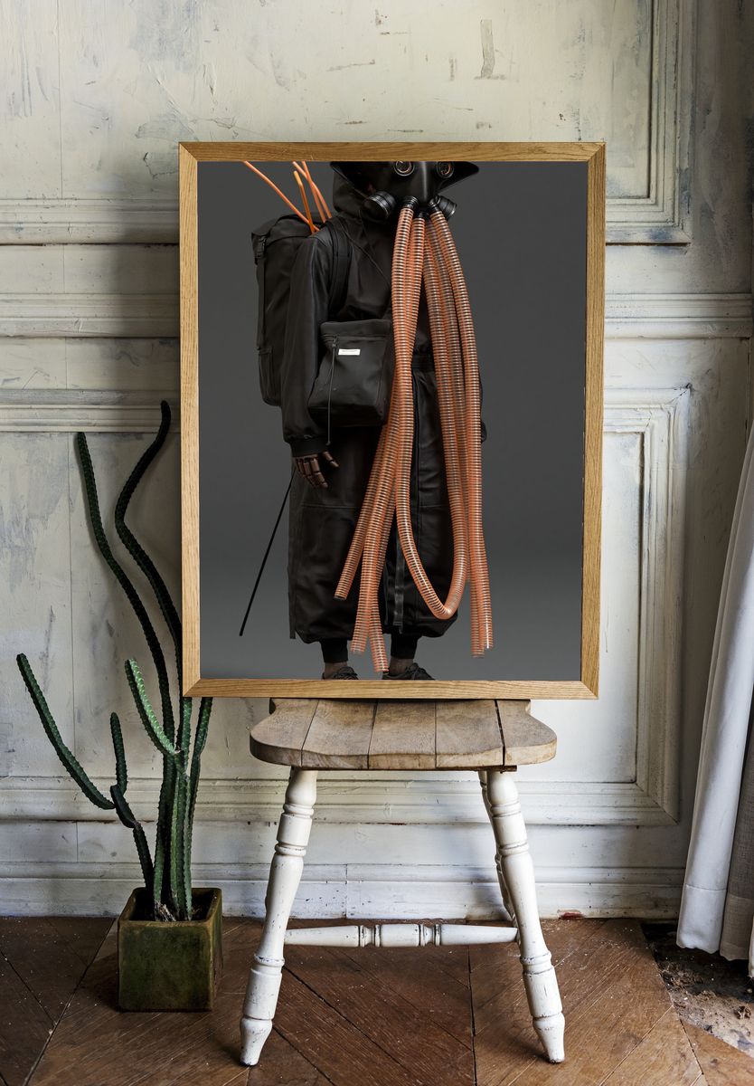 Futuristic Gas Mask Figure Poster. — room view 1