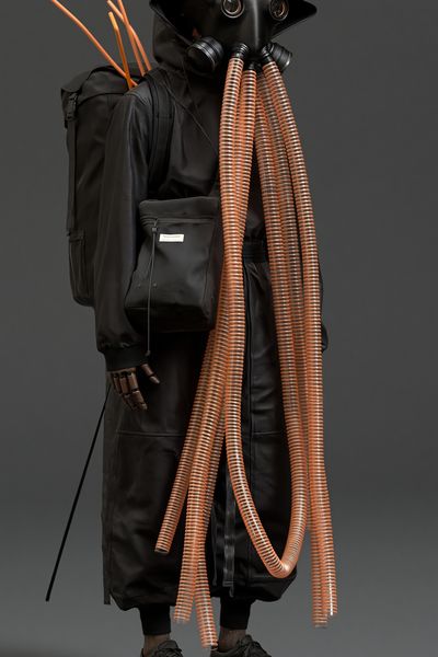 Futuristic Gas Mask Figure Poster. poster print