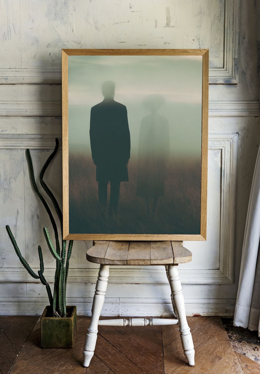 Misty Figures in Field Photography Poster. — room view 1