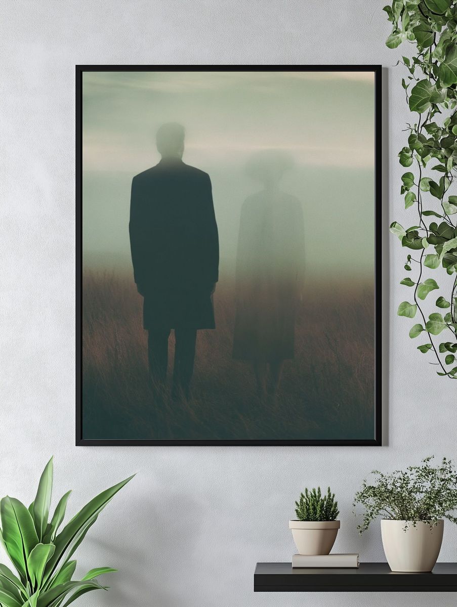 Misty Figures in Field Photography Poster. — room view 4