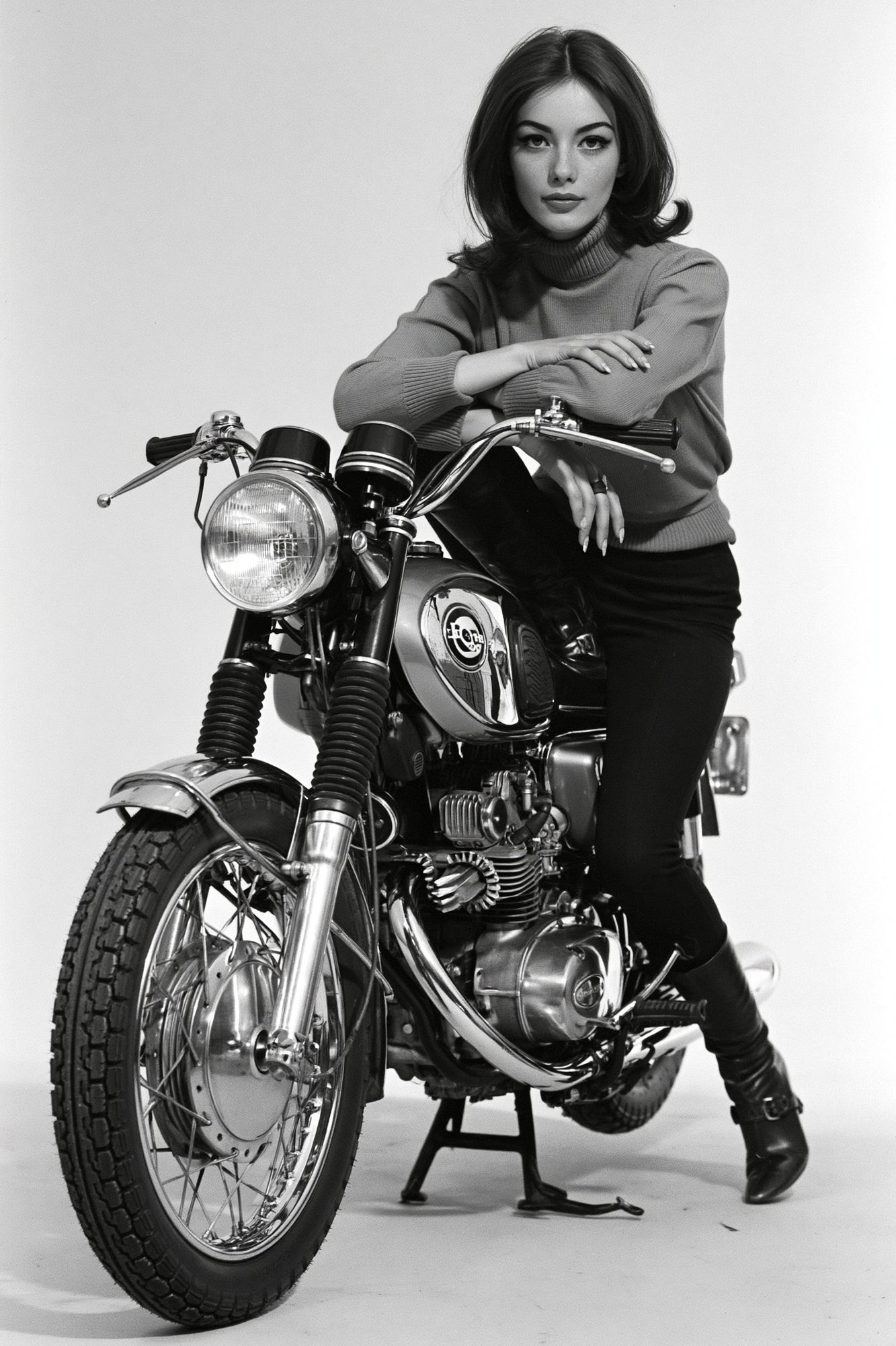 Vintage Motorcycle Portrait Print. poster detail