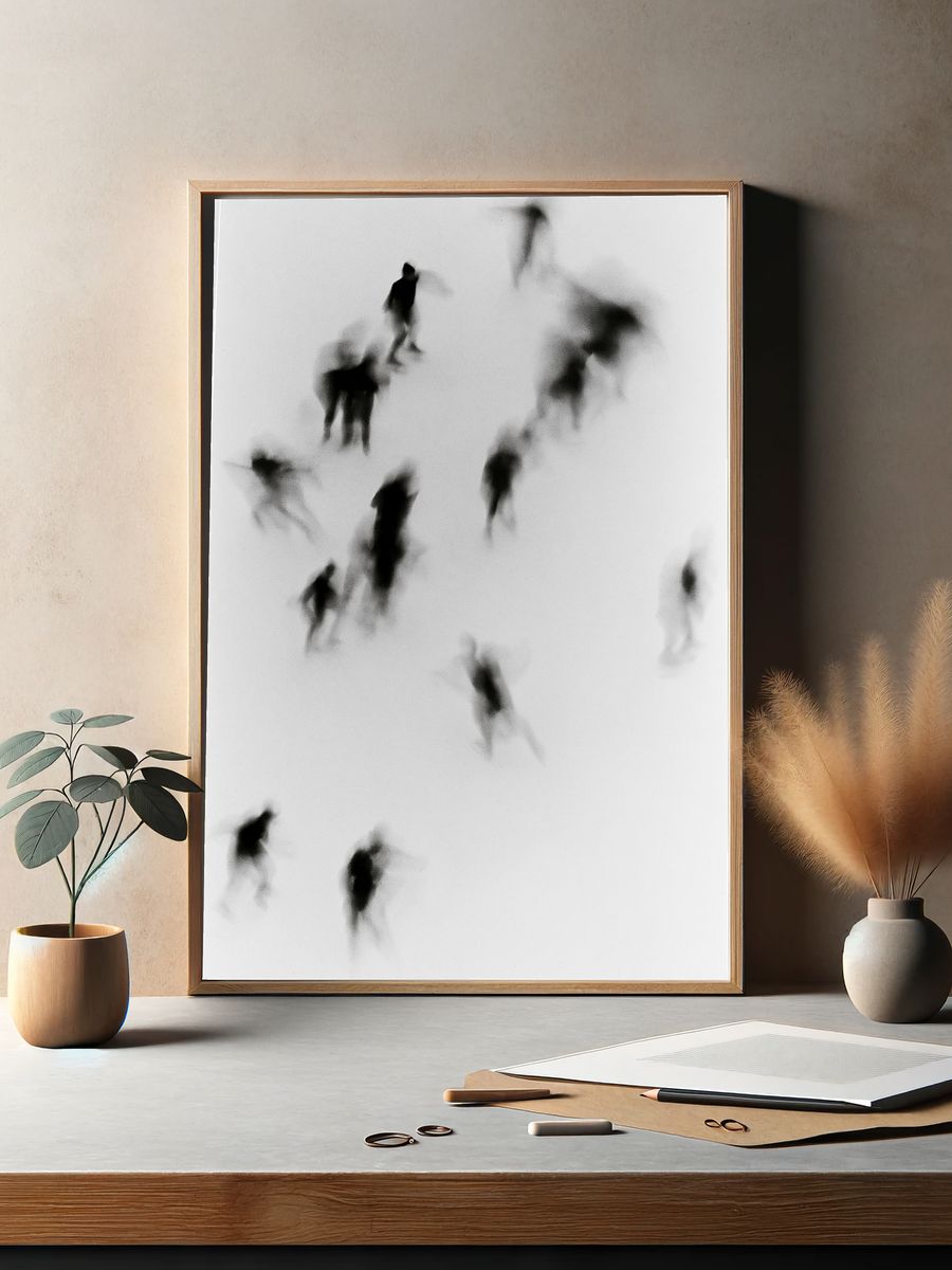 Blurred Figures Black-White Print. — room view 2