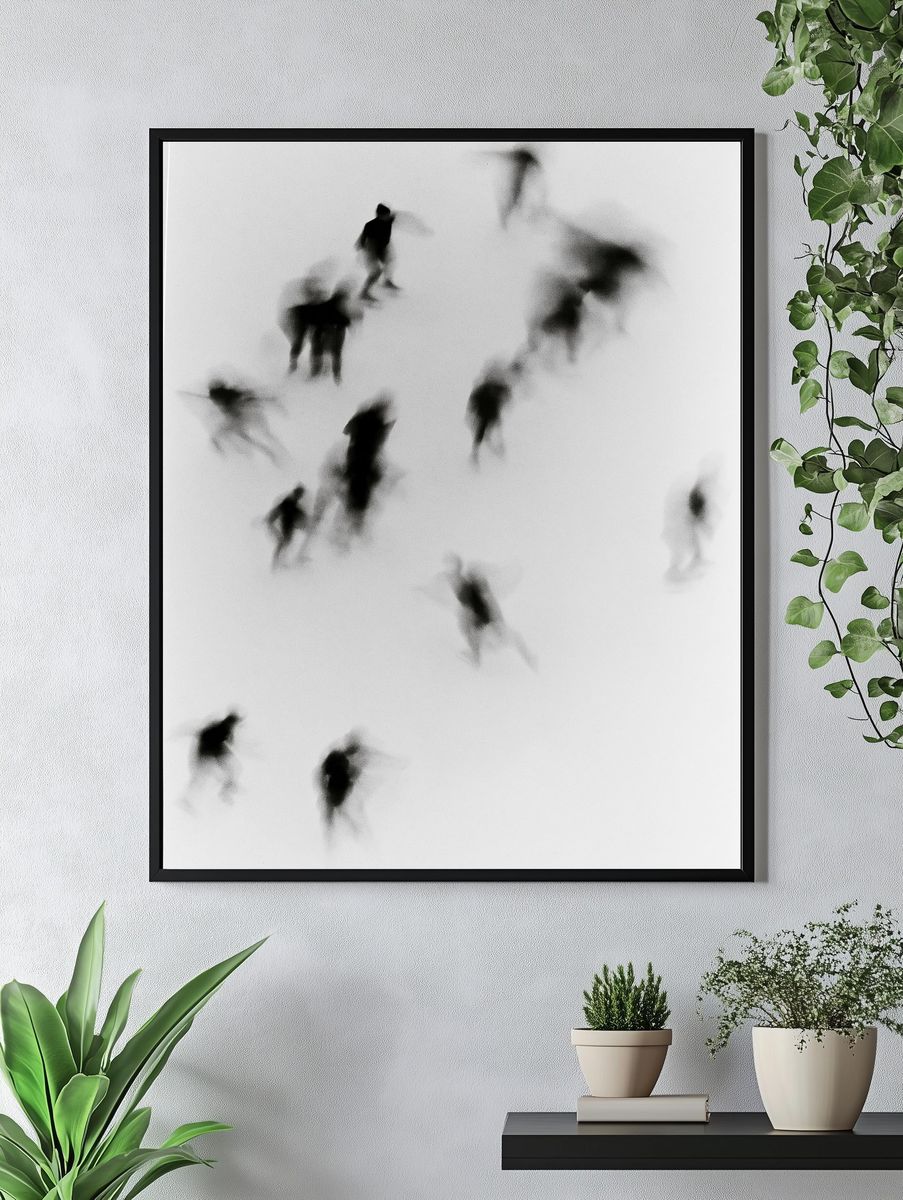 Blurred Figures Black-White Print. — room view 4