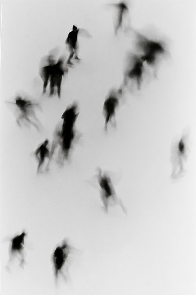 Blurred Figures Black-White Print. poster