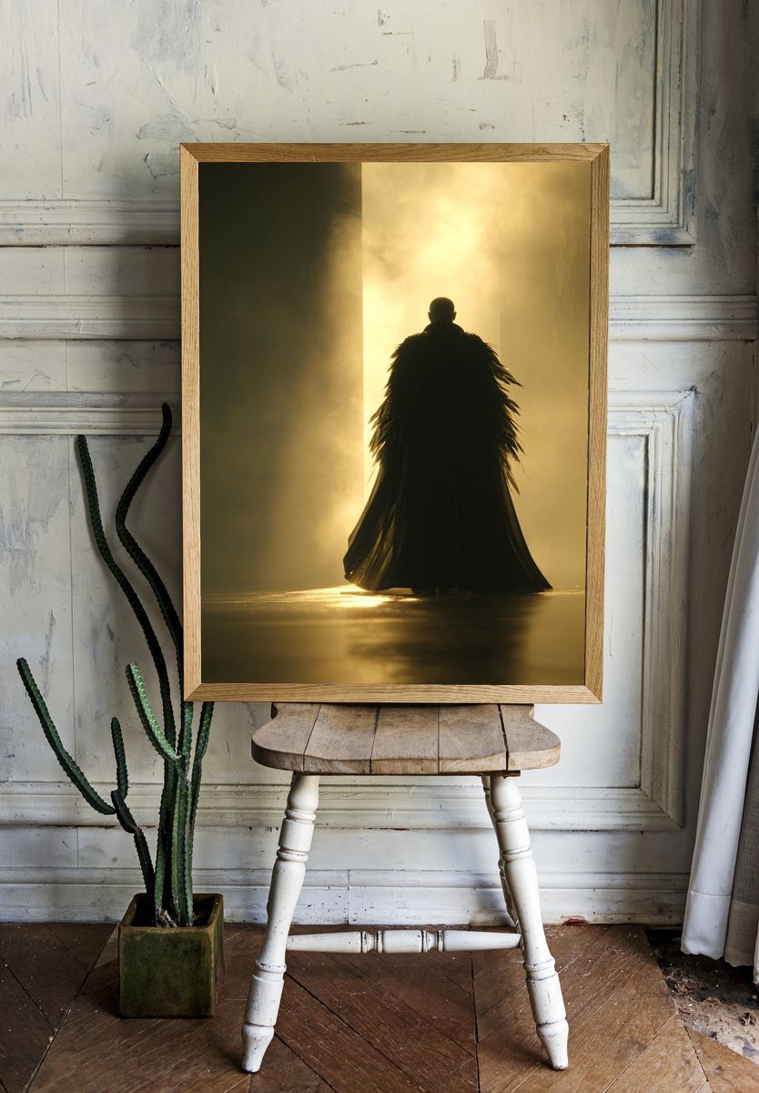 Cloaked Figure in Golden Light Poster. — room view 1
