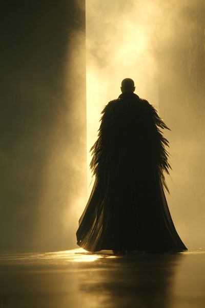 Cloaked Figure in Golden Light Poster. poster print