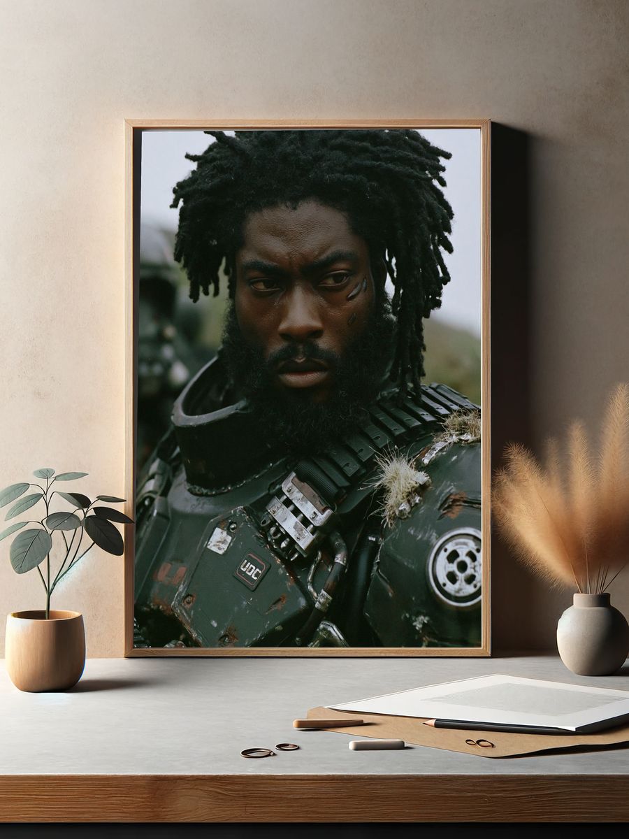 Cinematic Warrior Portrait Print. — room view 2