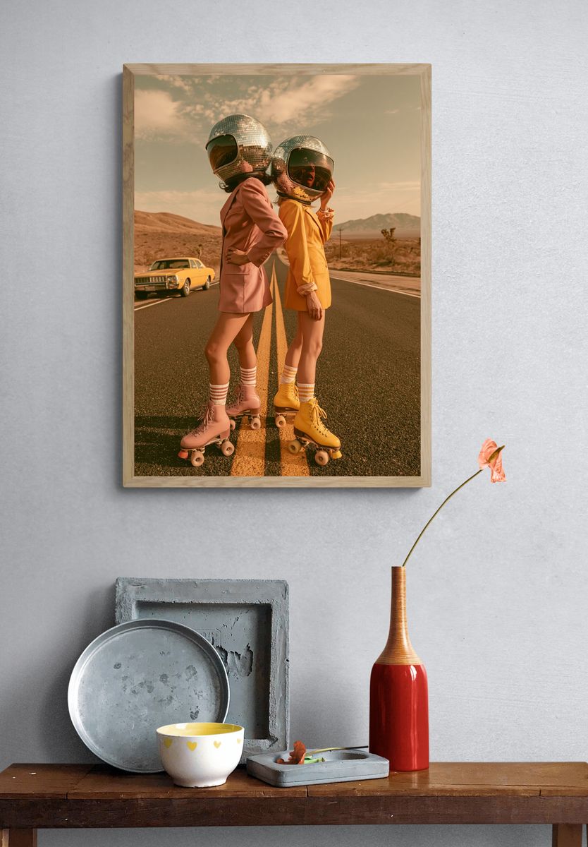 Disco Roller Girls Retro Print. — room view 3