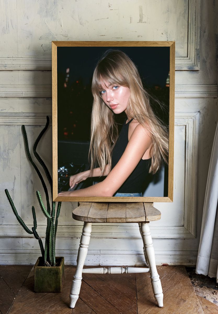 Blonde DJ Portrait Photography Poster. room preview