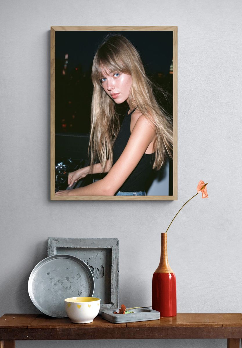 Blonde DJ Portrait Photography Poster. — room view 3