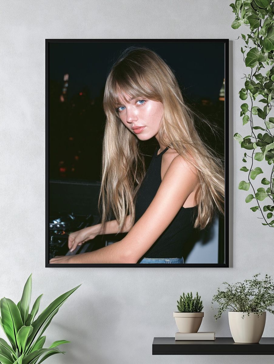 Blonde DJ Portrait Photography Poster. — room view 4