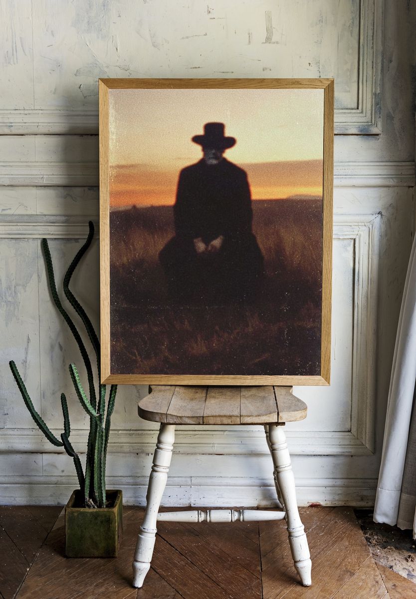 Creepy Cowboy Silhouette Photography Poster. room preview