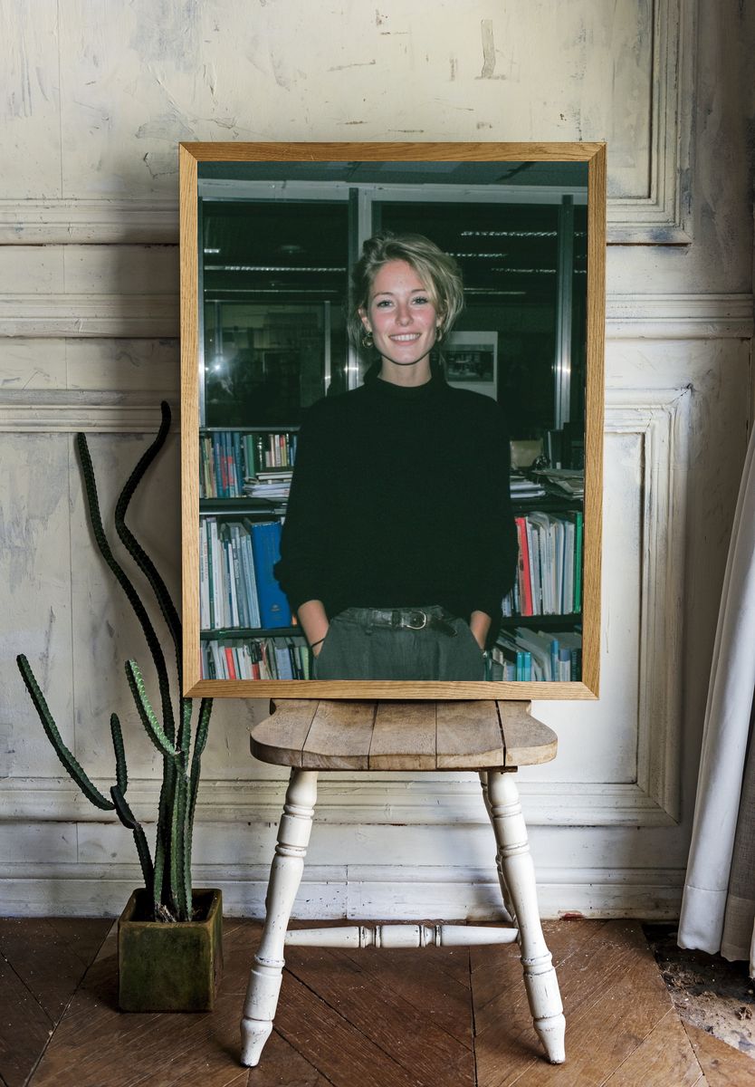 Smiling Woman in Library Photography Poster. — room view 1