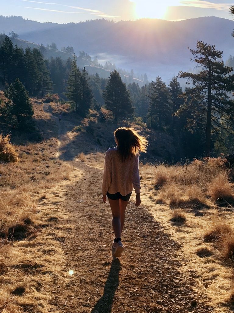 Sunlit Mountain Hike Photography Poster. poster — photography art