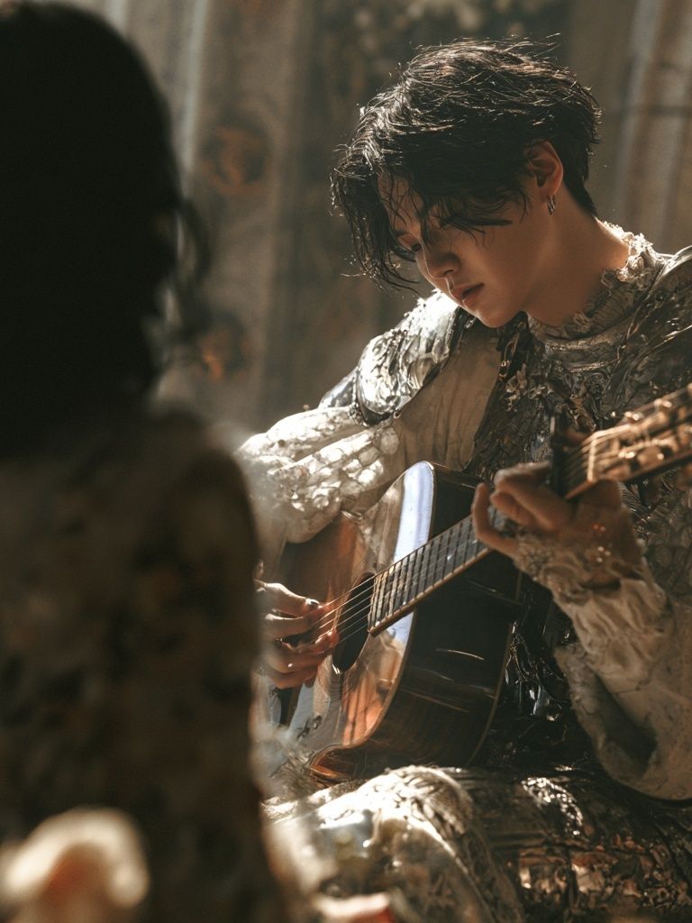 Guitarist in Silver Armor Poster. poster detail