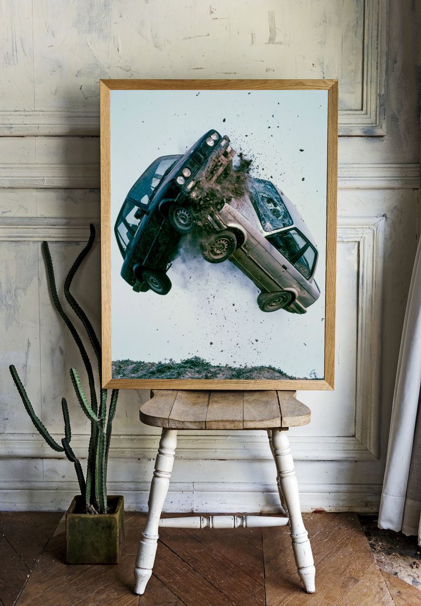 Car Crash Action Photography Poster. room preview