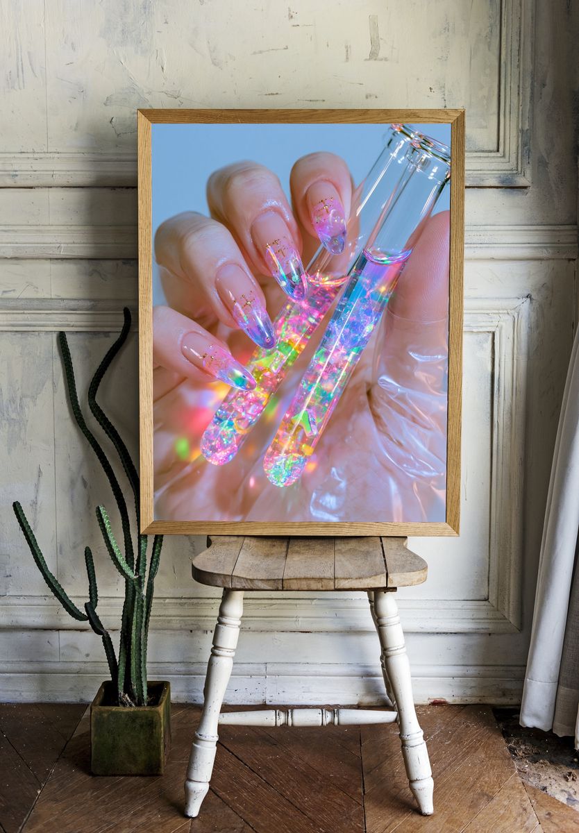 Holographic Nail Art Photography Poster. room preview