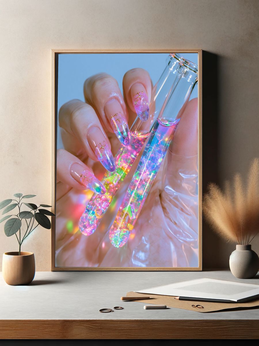 Holographic Nail Art Photography Poster. — room view 2