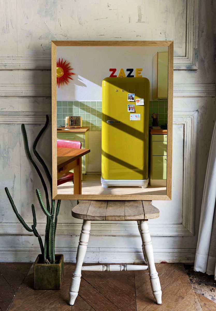 Retro Yellow Kitchen Interior Poster. — room view 1