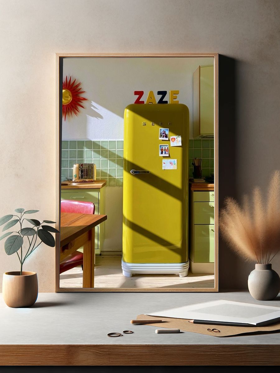 Retro Yellow Kitchen Interior Poster. — room view 2