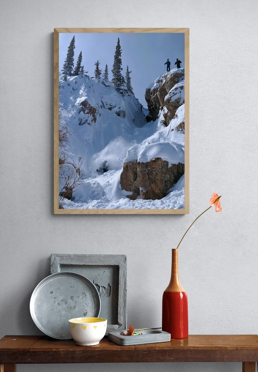 Snowy Mountain Skiing Photography Poster. — room view 3