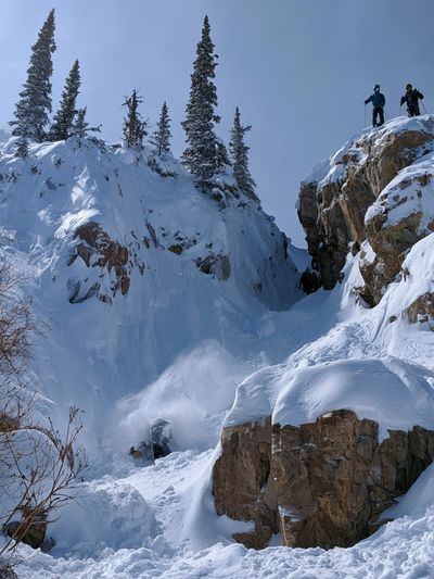 Snowy Mountain Skiing Photography Poster. poster