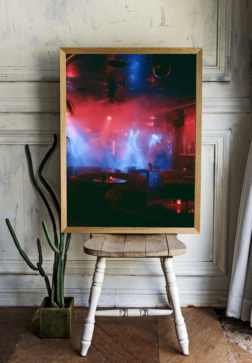 Neon Nightclub Interior Photography Poster. room preview