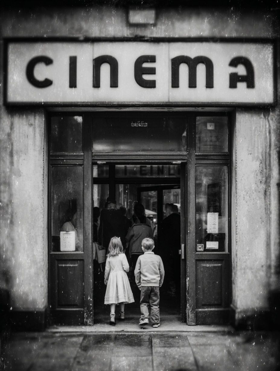 Cinema Entrance Black-White Print. poster detail