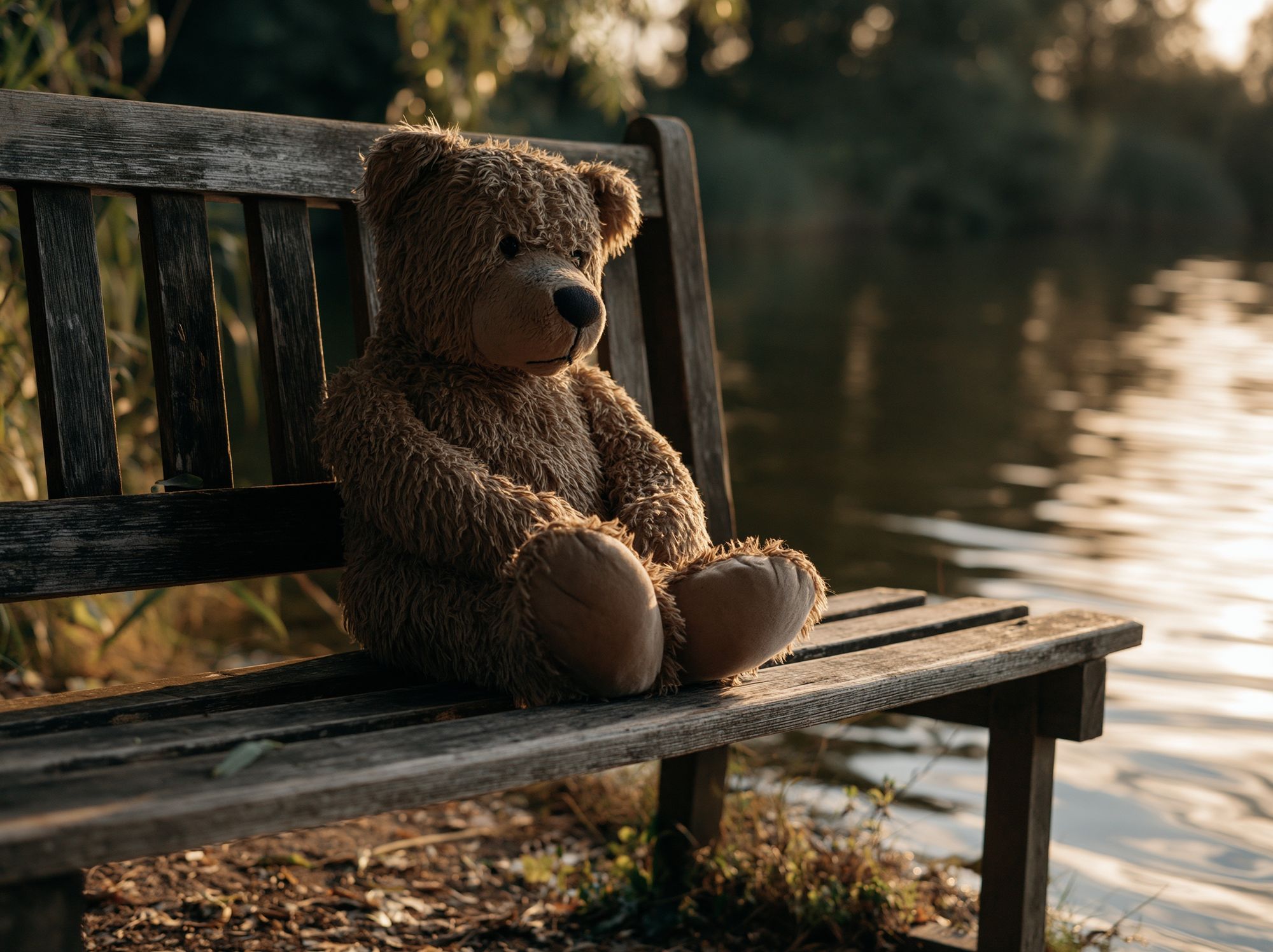 Teddy Bear by the Lake Photography Poster. poster detail
