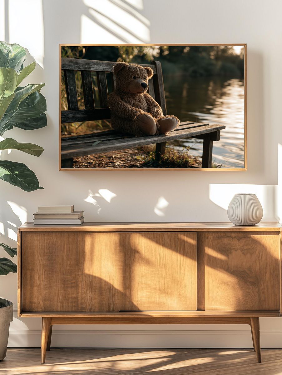 Teddy Bear by the Lake Photography Poster. — room view 3