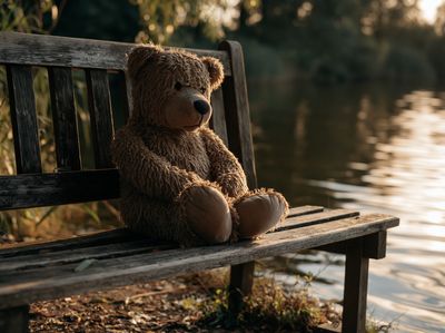 Teddy Bear by the Lake Photography Poster. poster print