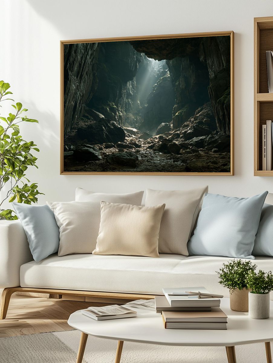 Misty Cave Light Photography Poster. — room view 2